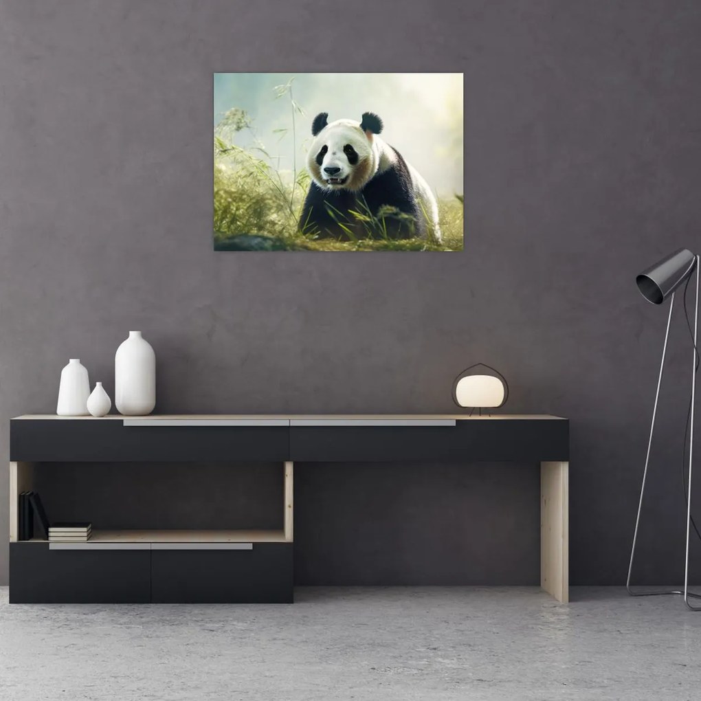 Sklenený obraz - Panda (70x50 cm)