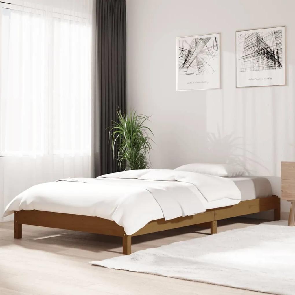 Stohovateľná posteľ medovohnedá 90x200 cm borovicový masív