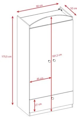 Detská skriňa Babydreams 90 cm formula modrá