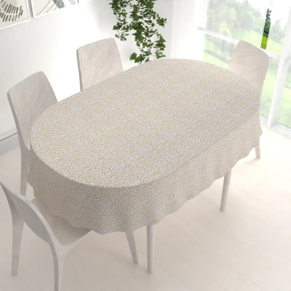 Biante Saténový oválny obrus LUP-503 Zlatý zámocký vzor na krémovo bielom 120x140 cm