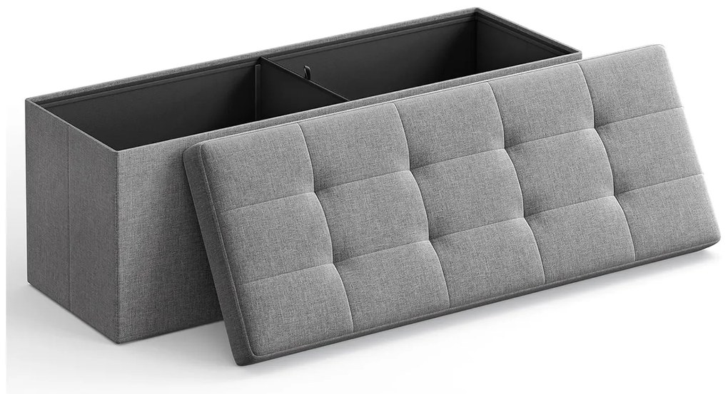 Taburetka L, lavica s úložným priestorom, nosnosť 300 kg, 110 x 38 x 38 cm, svetlošedá