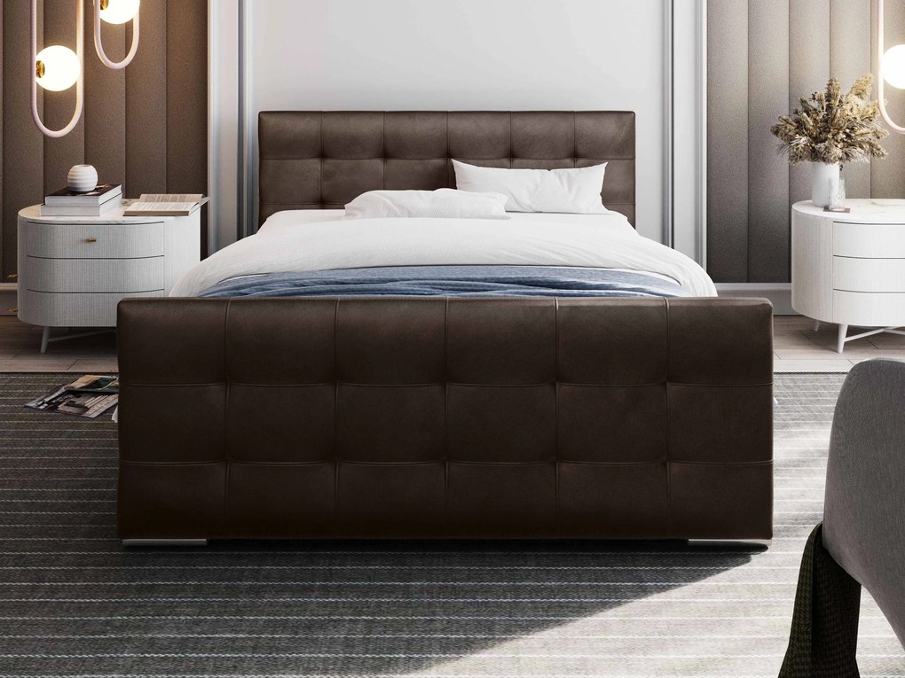 Manželská posteľ 140 cm Billie (hnedá) (s roštom a úložným priestorom). Vlastná spoľahlivá doprava až k Vám domov. 1046821