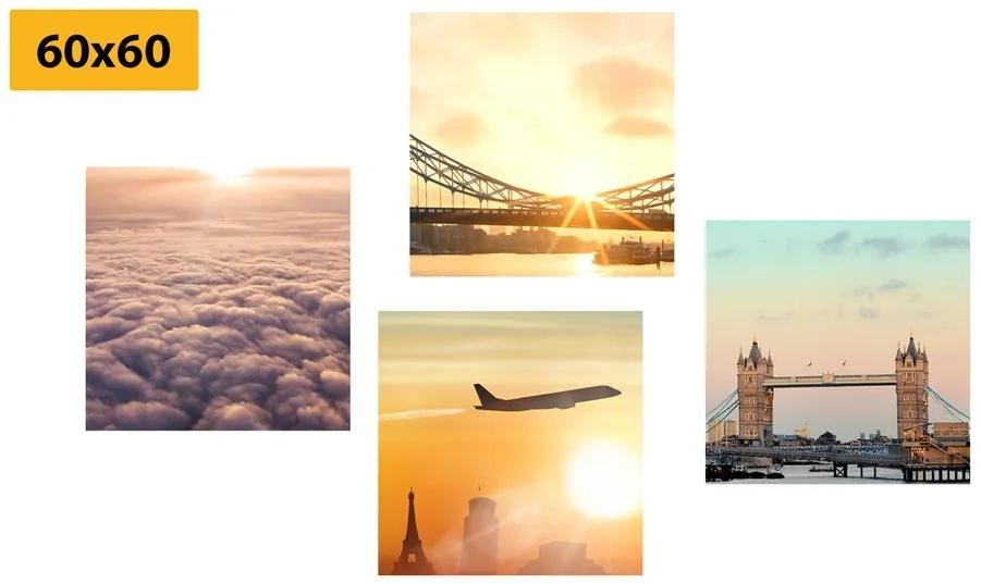 Set obrazov Londýn s východom slnka - 4x 60x60