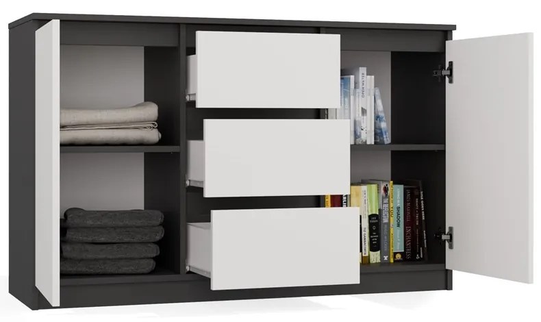 Komoda Malwa 2D3S 120 cm antracit/bílá