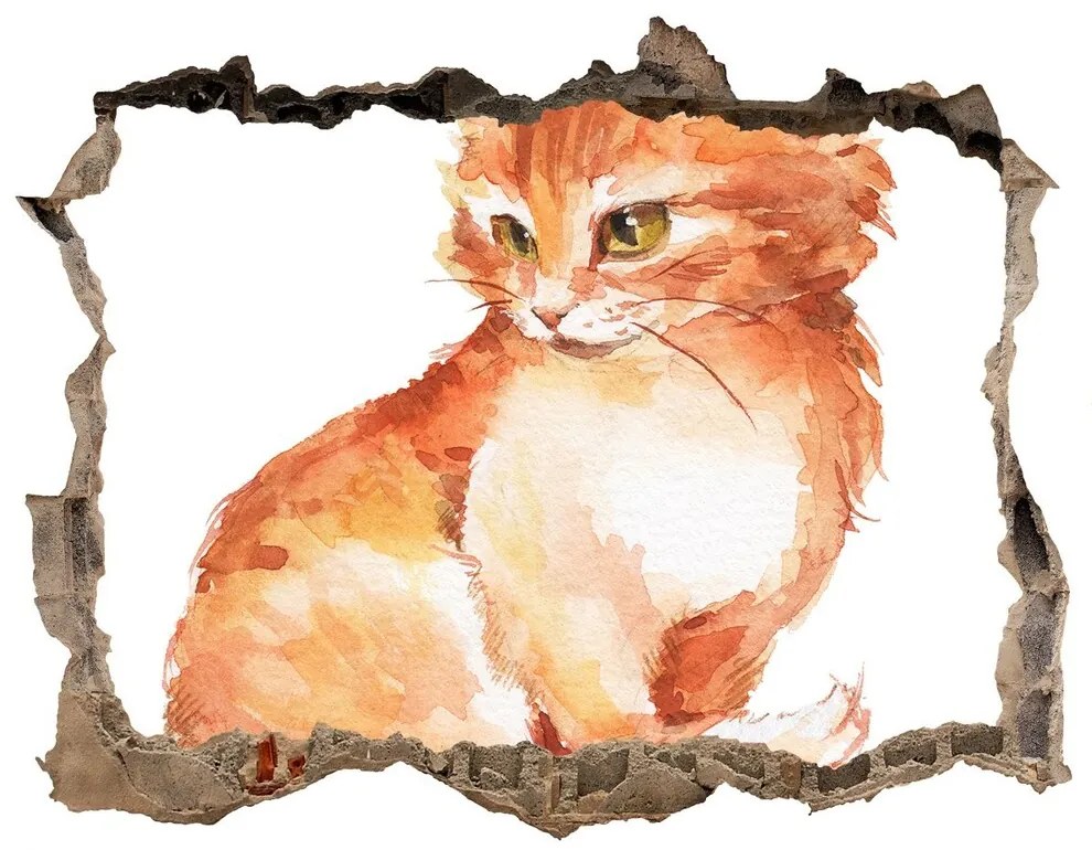 Díra 3D fototapeta nálepka Red cat nd-k-120895228
