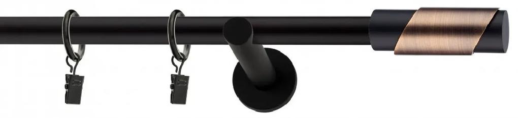 Dekorstudio Garniža jednoradová PARIS medená MIX čierna-matná 19mm Dĺžka: 120cm, Typ príslušenstva: Krúžky tiché so štipcami