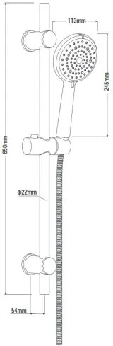 Deante Neo Boro, sprchový stĺp 65cm s držiakom ručnej sprchy a 6-funkčnou ručnou hlavicou, chrómová, NER_051K