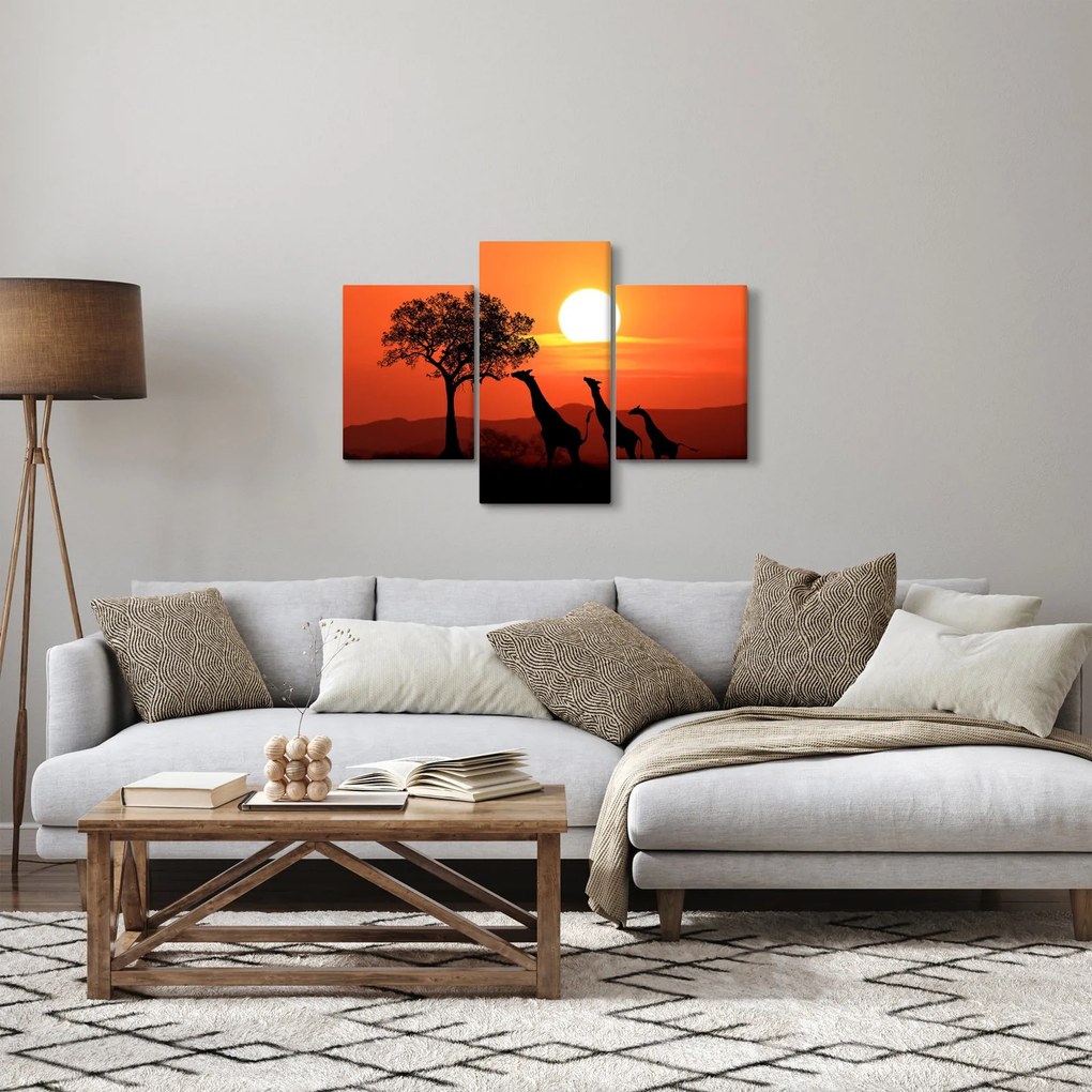 Obraz žirafy pri západe slnka (90x60 cm)
