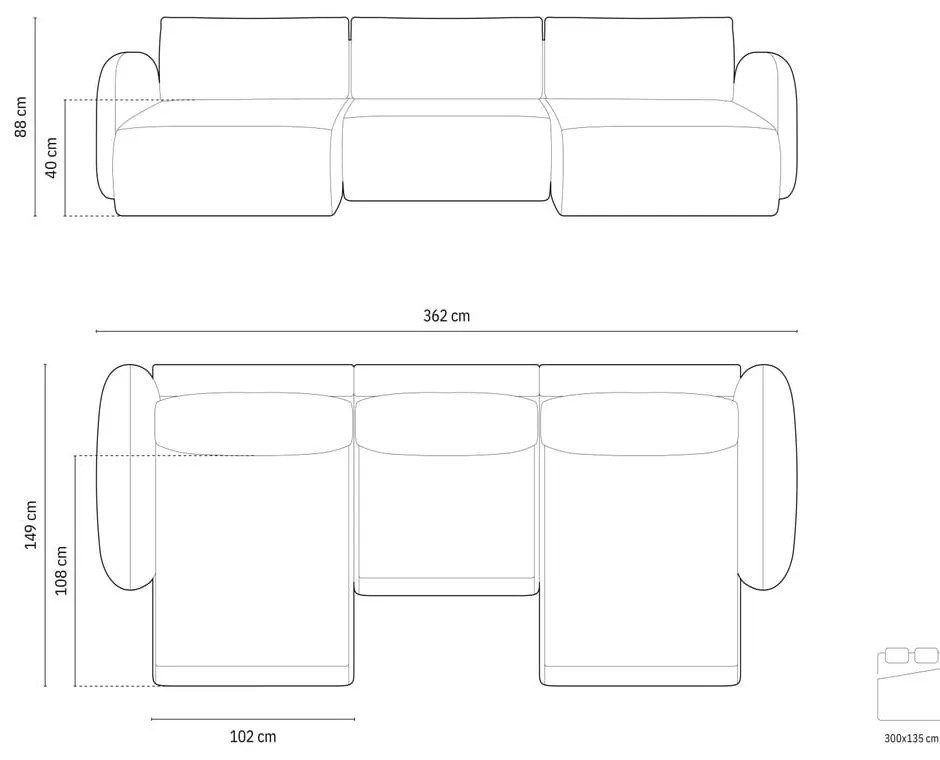Tmavomodrá ženilková rozkladacia/s úložným priestorom rohová pohovka (do tvaru "U") Tonale – Cosmopolitan Design
