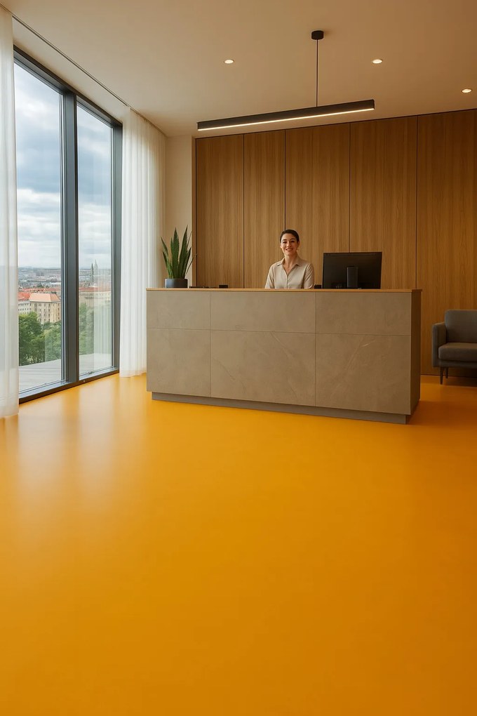 Lentex, PVC podlaha - lino Flexar PUR 603-08 oranžová, na mieru, šíře 2m,4m, oranžová, bez podkladu, kancelária