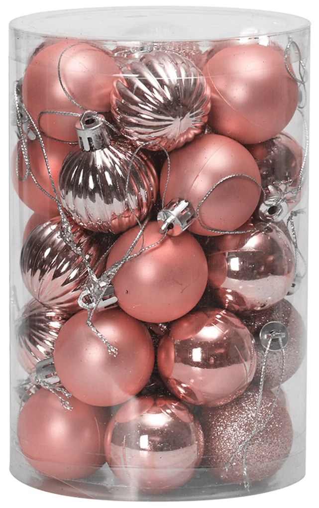 Tutumi, vianočné ozdoby na stromček 34ks SYSD1688-026, ružová, CHR-05013