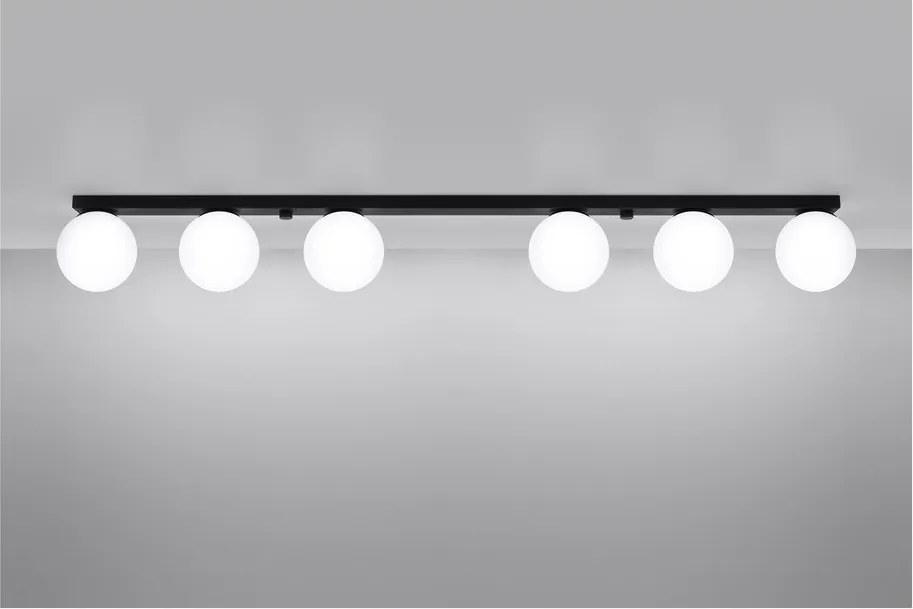 Čierne stropné svietidlo so skleneným tienidlom ø 12 cm Umerta – Sollux