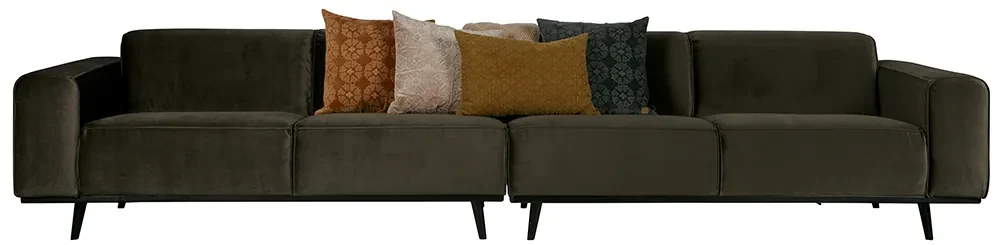 BePureHome Statement XL 372 cm veľká zamatová sedačka - Khaki