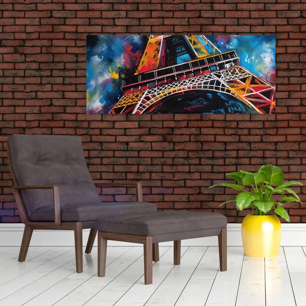 Obraz - Maľba Eiffelovej veže II. (120x50 cm)