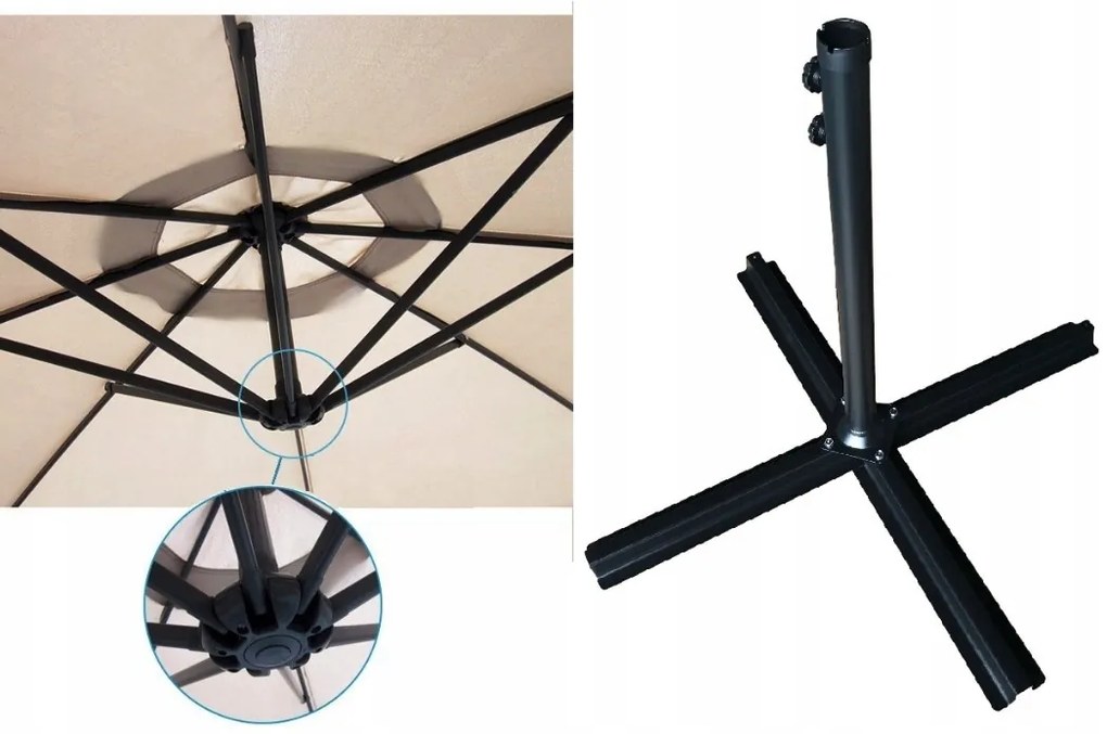 DomTextilu Veľký záhradný slnečník so stojanom CAPPUCINO 350 cm 64874