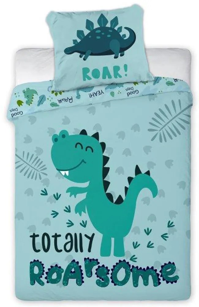 DETSKÉ BAVLNENÉ OBLIEČKY DINO 100X135 CM, 1KS 40X60 CM VZOROVANÉ