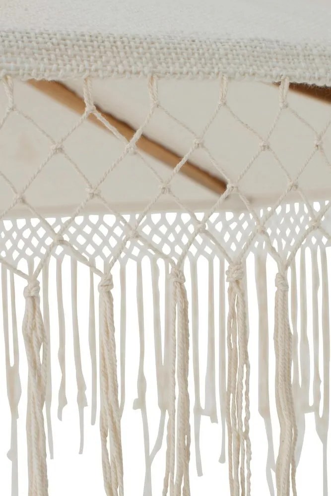 Biely slnečník so drevenou tyčou a strapcami Macrame - ∅ 200 250 cm