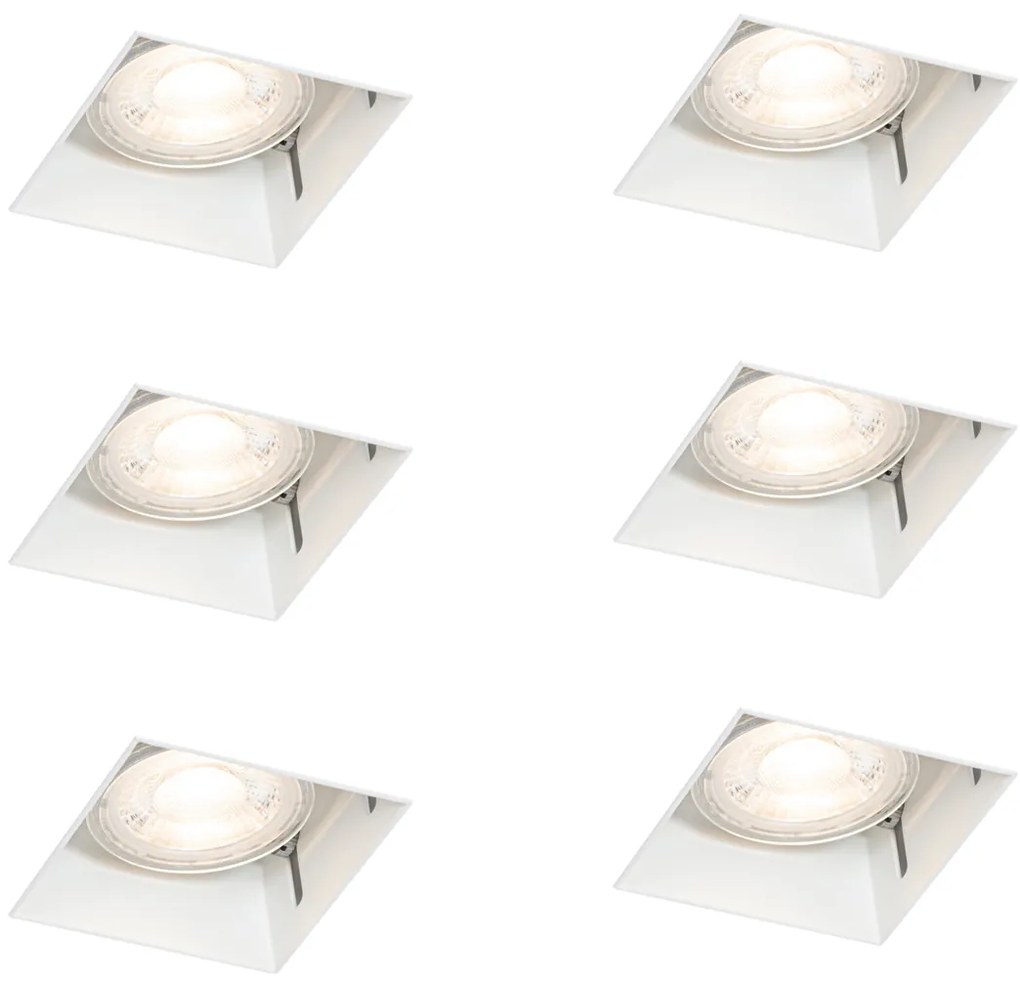 Sada 6 vstavaných bodových svetiel bielych GU10 50 mm bez rámu - Oneon