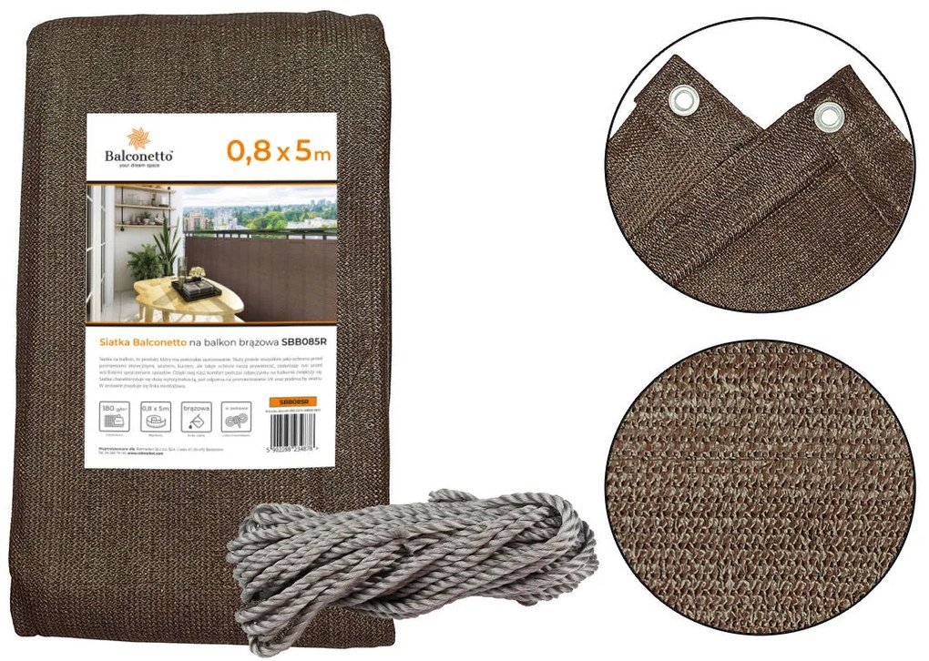 Bestent Balkónová zástena 0,8x5m 95% Balcone Brown