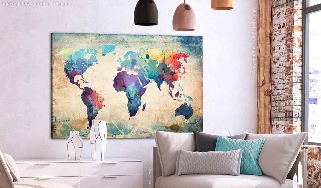 Artgeist Obraz na korku - Colorful World Map [Cork Map] Veľkosť: 90x60