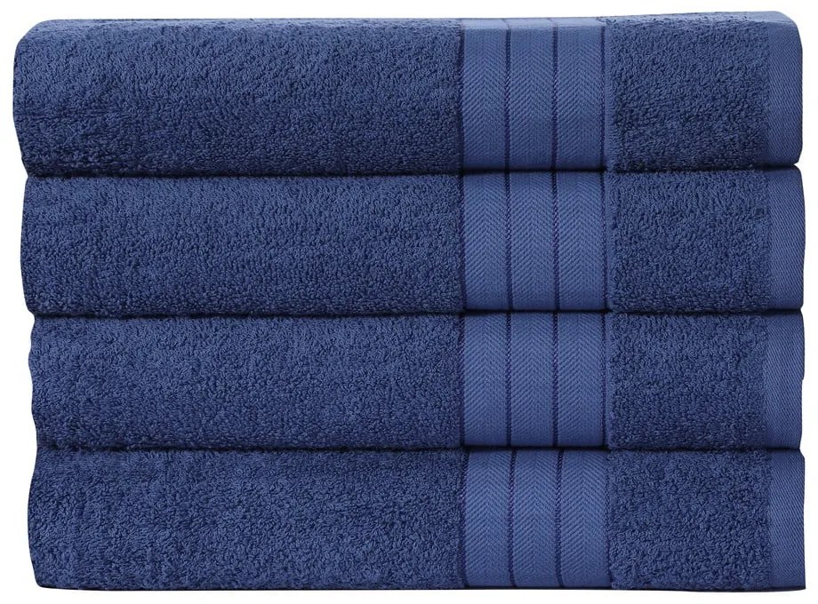 Tmavomodré bavlnené uteráky v súprave 4 ks 50x100 cm – Good Morning