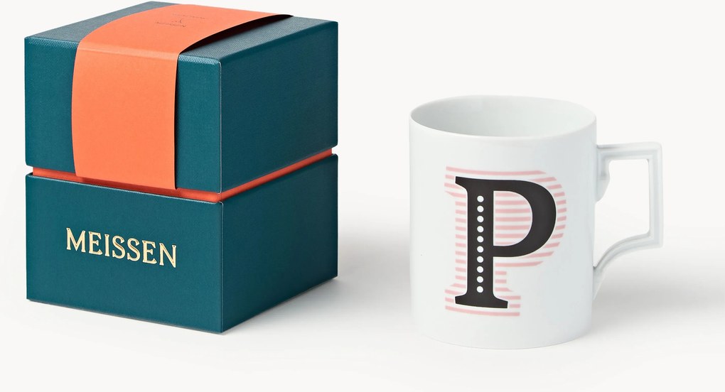 Westwing x MEISSEN, Ručne vyrobený hrnček's ozdobným motívom Initials