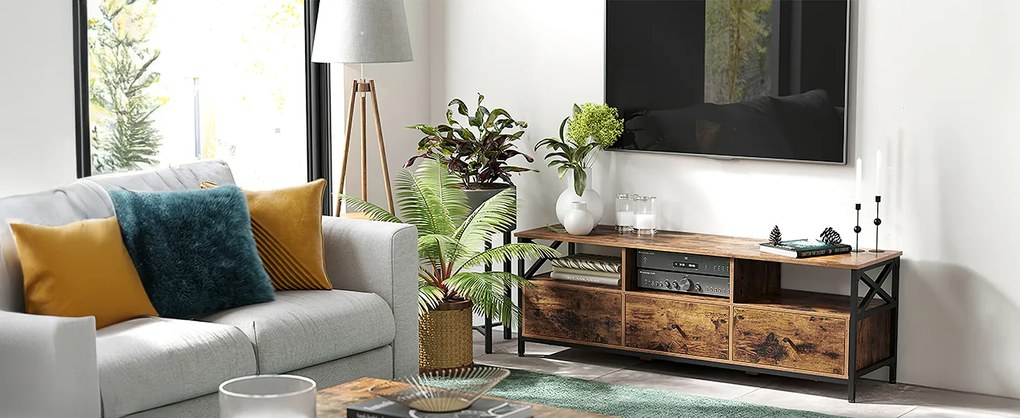 Televízny stolík Vasagle Nuros 147 cm hnedý/čierny