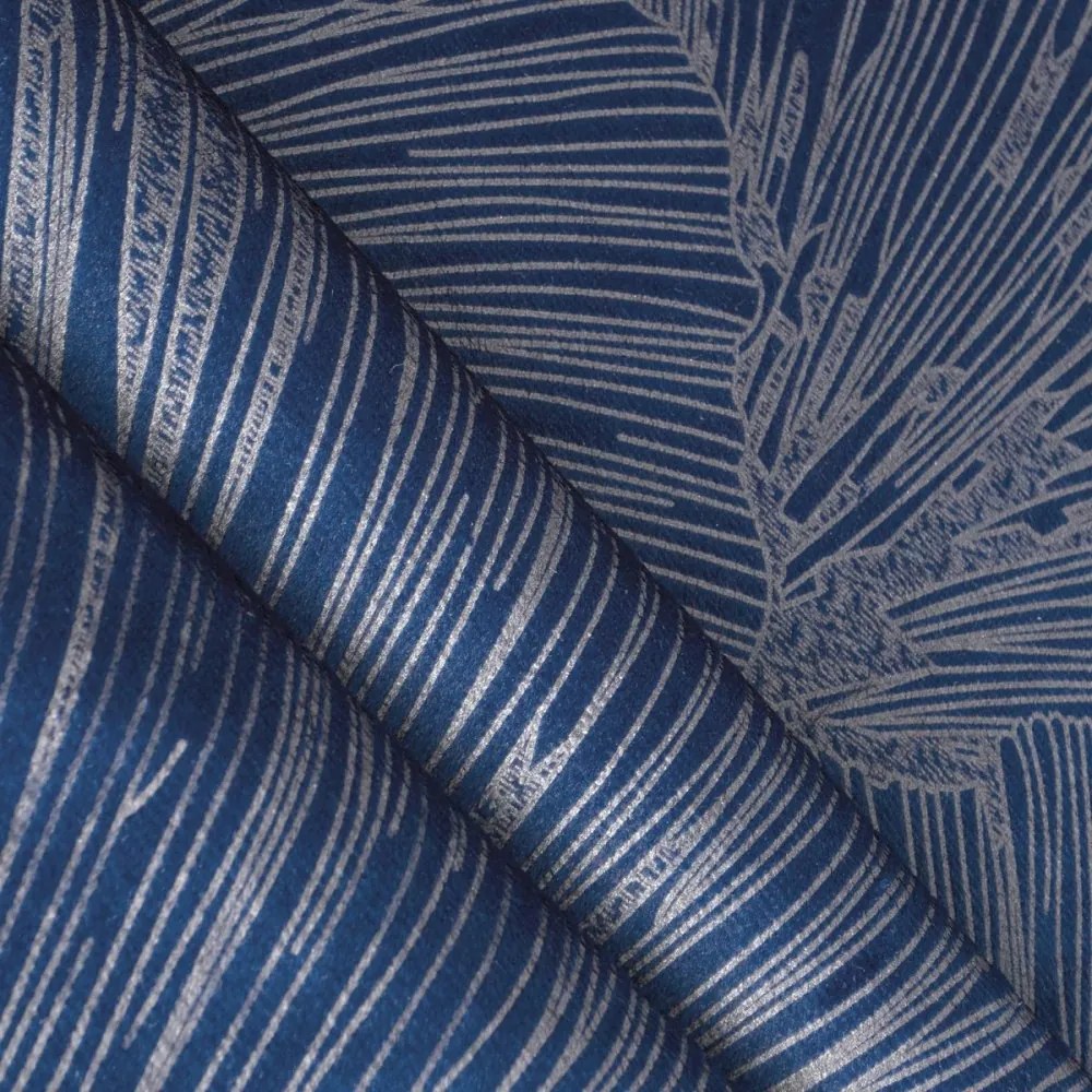 Elegantný zamatový stredový obrus v modrej farbe s krásnym vzorom 40x140
