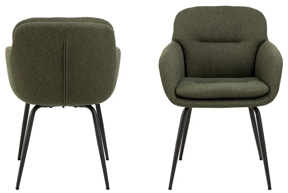 Khaki čalúnené jedálenské kreslo s podrúčkami Dora – Actona
