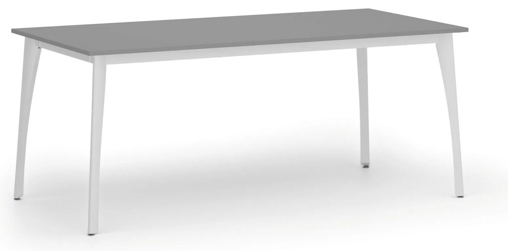 Rokovací kancelársky stôl PRIMO OMEGA, 180x90 cm, biela podnož, grafit