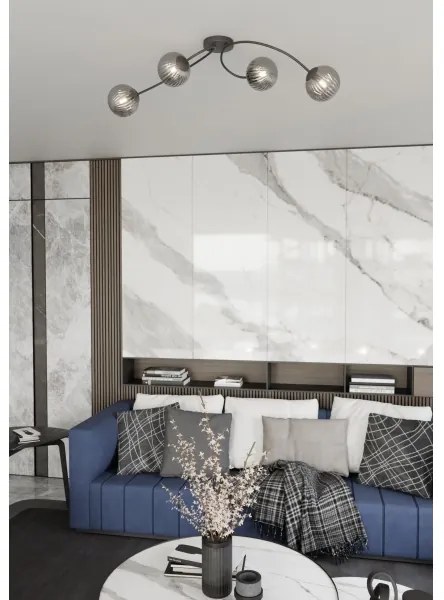 Prisadený luster VIBRA 4xE14/10W/230V čierna/šedá