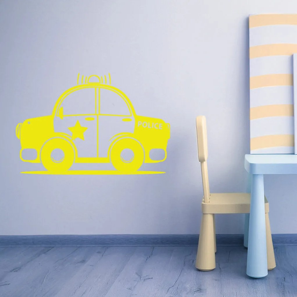 Veselá Stena Samolepka Autíčko policajné Farba: fialová, Veľkosť: 40 x 25 cm