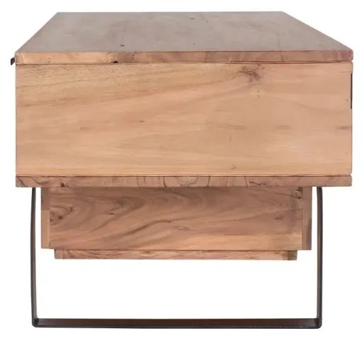 furniture-nabytek.cz - Masivní TV stolek Auckland Acacia z akácie a kovu, lakovaný, hnědý – 155×45×40 cm