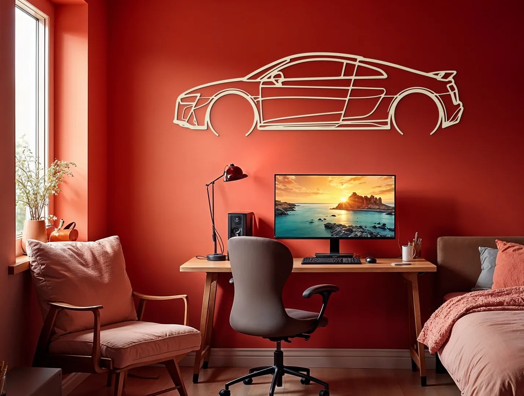 drevko Obraz na stenu R8 Coupé Rozmer obrazu: 24,5 x 86 cm, Farba dekorácie: Čierna