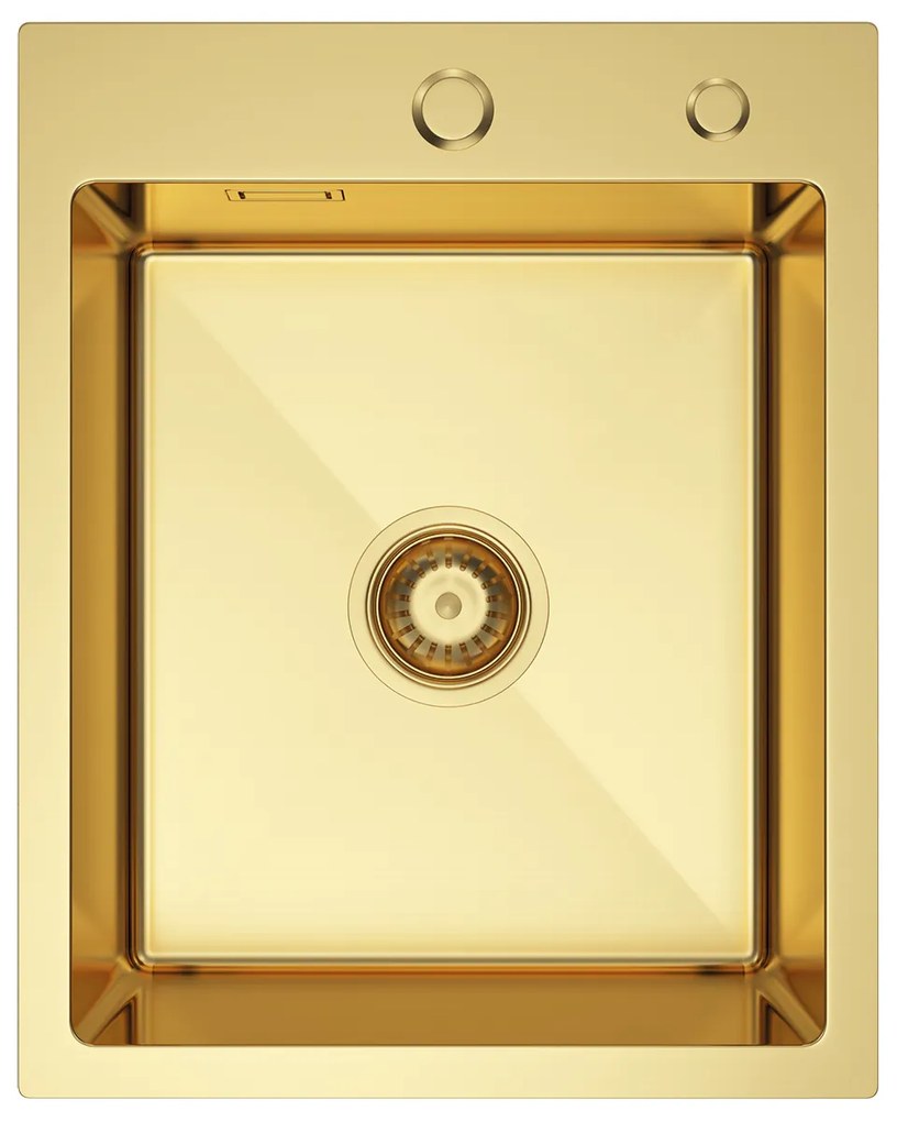 Erga HD, 1-komorový oceľový drez 400x500x210 mm, zlatá matná, ERG-MLS-HD4050G