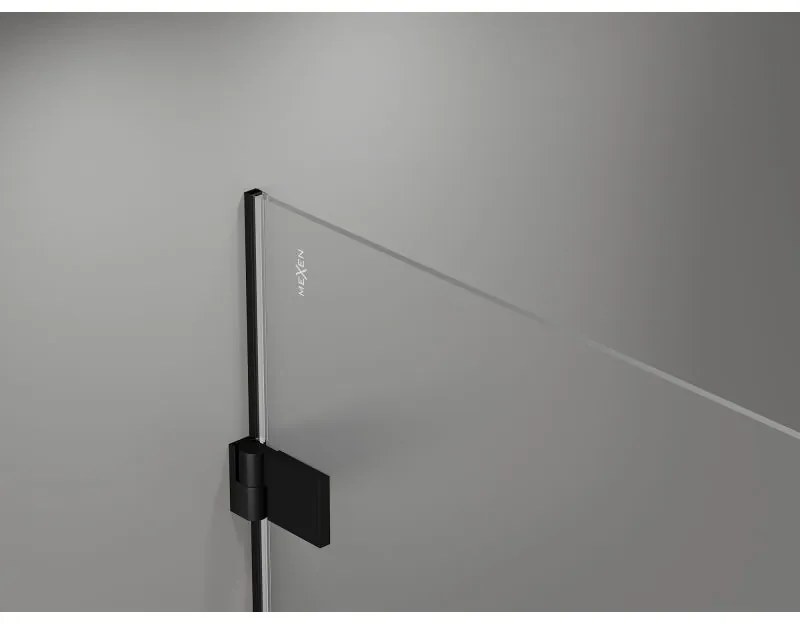 Mexen Lunar-B pravostranný výklopný sprchový kút 80 x 80 cm, číre sklo, čierna matná, 832-080-080-70-00-P