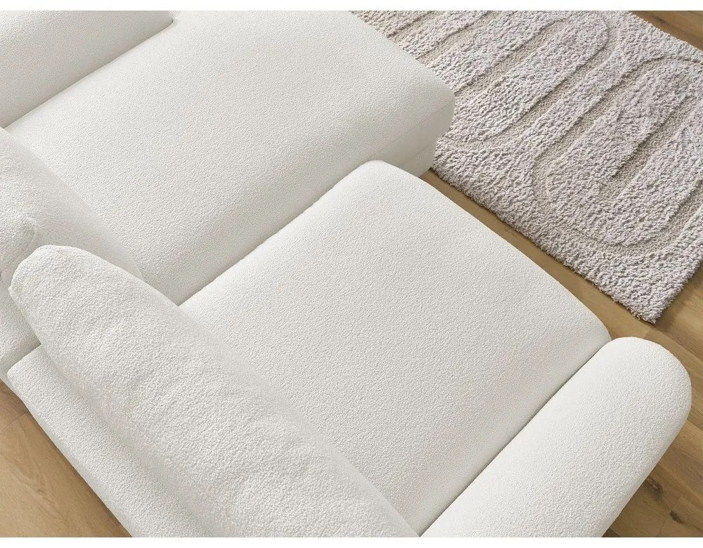 Biela rohová pohovka z textílie buklé (pravý roh/s leňoškou) Leonore – Bobochic Paris