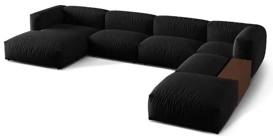 Čierna modulárna rohová pohovka (pravý roh/do tvaru "U") Martina – Micadoni Home