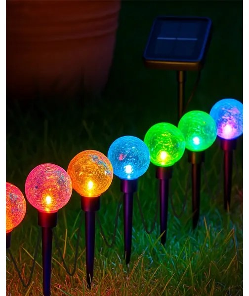 LED RGB Solárne svietidlo 10xLED/1,2V 300 mAh IP44 čierna