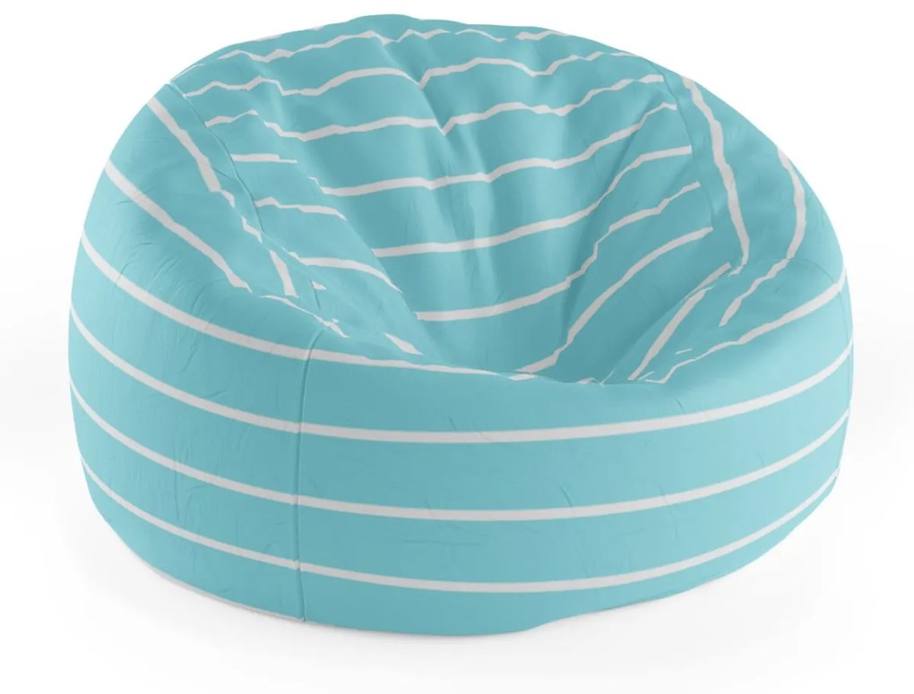Sablio Sedací vak Cocoon Biele pruhy na modrej - 115 x 75 cm x 45 cm