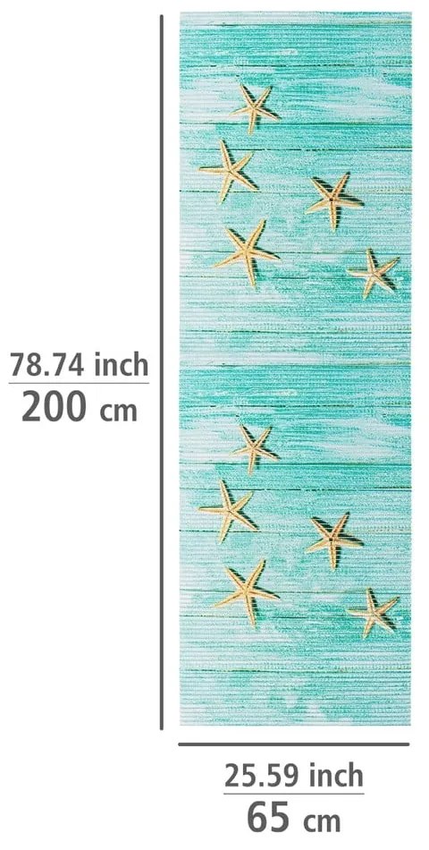 Tyrkysovomodrá plastová kúpeľňová predložka 65x200 cm Mediaster - Wenko