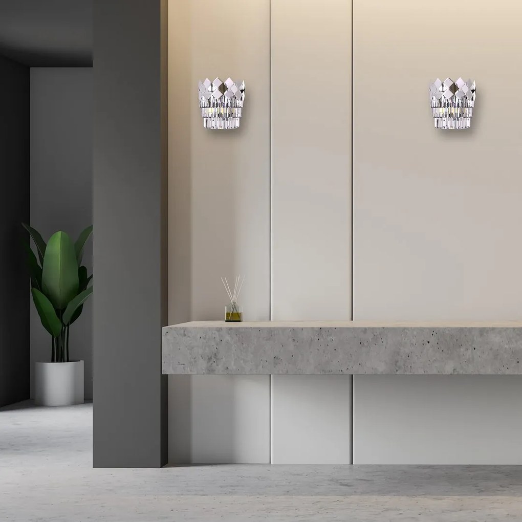 Nástenné svietidlo Carisma, 1x krištáľové/chrómové kovové tienidlo