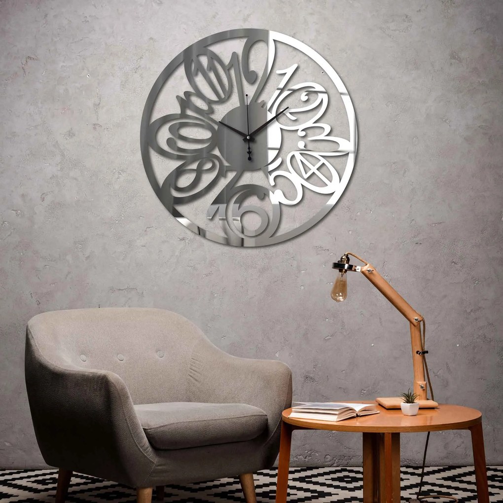 Hodiny na stenu z plexiskla - Sentop | X0109 | farebné: Šedá kovová Ral 7005 Strieborné ručičky 30 cm 4222-70234 X0109