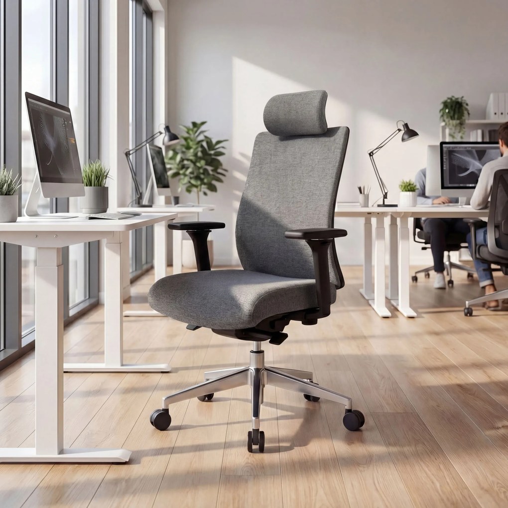 Ergonomická otočná kancelárska stolička, tmavošedá: VECTOR