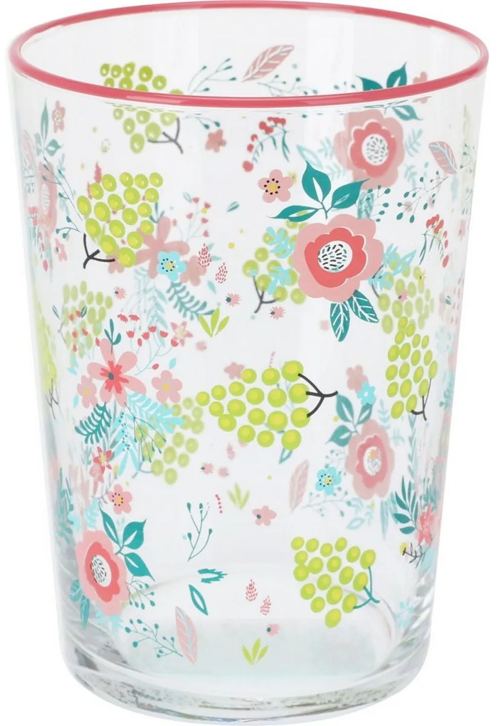 4-dielna súprava pohárov Flowers & Fruits 510 ml, ružová