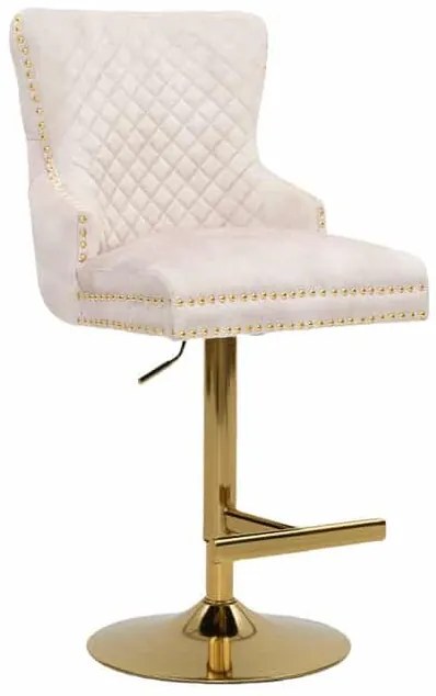 Výškovo nastaviteľná barová stolička Glasgow Gold béžová zamat