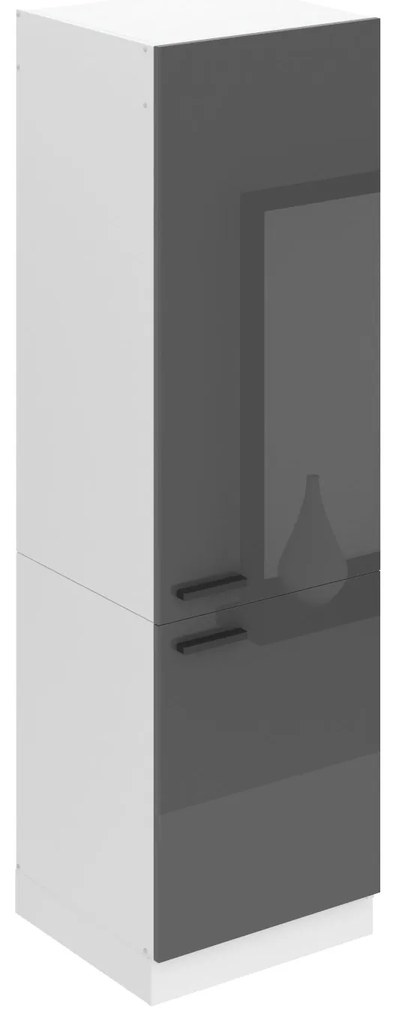 Vysoká kuchynská skrinka Belini Premium Full Version pre vstavanú chladničku 60 cm šedý lesk