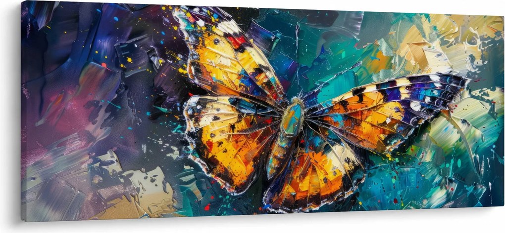 Obraz - Motýľ, olejomaľba (120x50 cm)