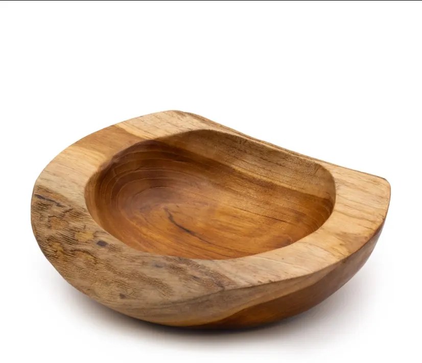 Stredná Miska z Teakového Dreva v Prírodnom Tvare - 20x7cm