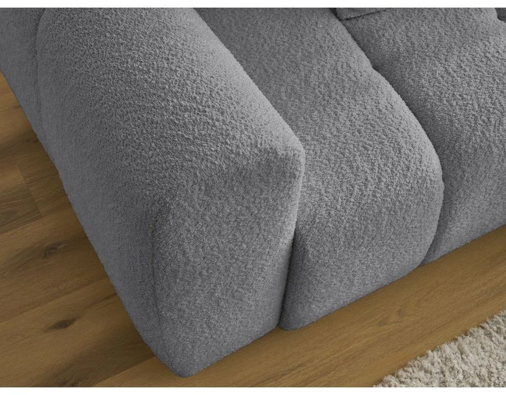 Sivá rozkladacia/s úložným priestorom rohová pohovka z textílie buklé (pravý roh/s leňoškou) Roxelane – Bobochic Paris